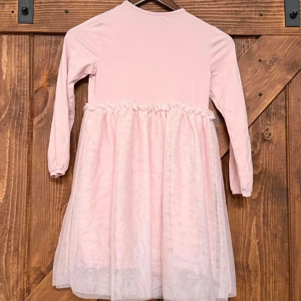 Leigh Tucker Willow Girls Pink Sequin Star Tutu Dress Long Sleeve Size 8-9 Years